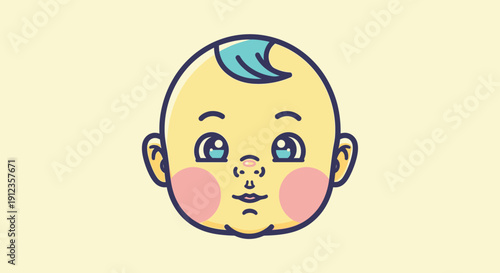 Cute Cartoon Baby Face Illustration.