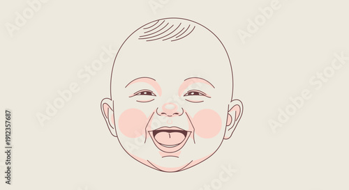 Happy Baby Face Illustration Smiling Infant.