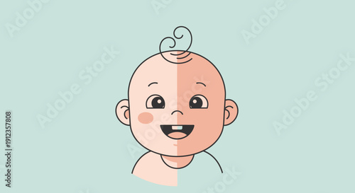 Happy Cartoon Baby with Curly Hair.