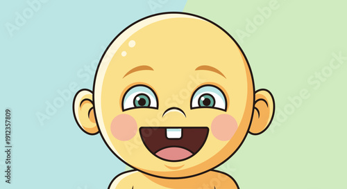 Happy Cartoon Baby with Open Mouth Smiling.