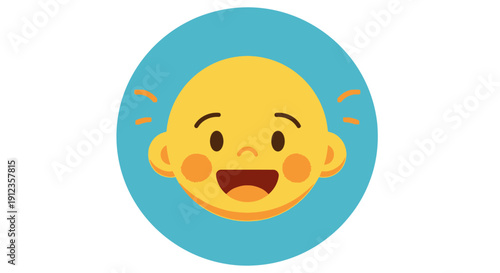 Happy Cartoon Face with Joyful Expression.