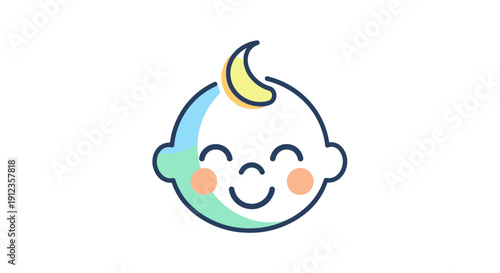 Smiling Baby Face Cartoon Character Illustration 1.
