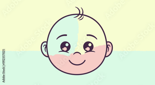 Smiling Baby Face Cartoon Character Illustration.