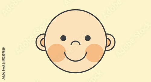 Smiling Baby Face Illustration with Rosy Cheeks.