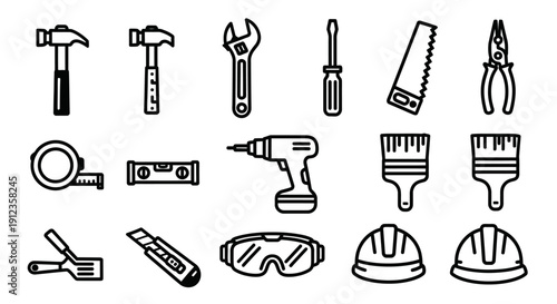 Instrument icons set. Construction tool icon collection – stock vector