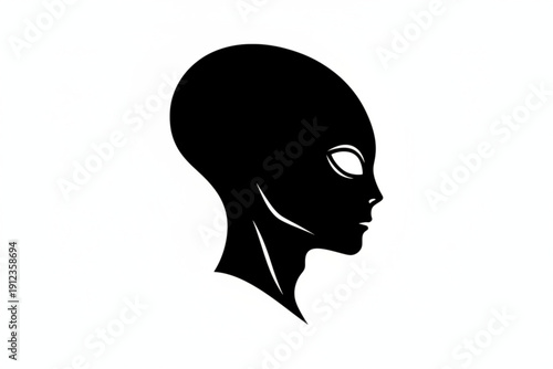 Silhouette of an Extraterrestrial: A stark silhouette of an extraterrestrial head, exuding mystery and intrigue. A powerful and iconic symbol, sparking curiosity about the cosmos and beyond.