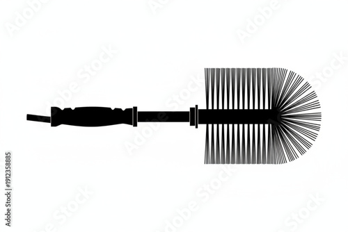 Cleaning Brush in Black: A close-up shot of a cleaning brush, showcasing its bristles, handle, and overall design. Perfect for projects related to cleaning and maintenance.