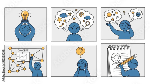 Person brainstorming ideas and developing solutions in a creative process.