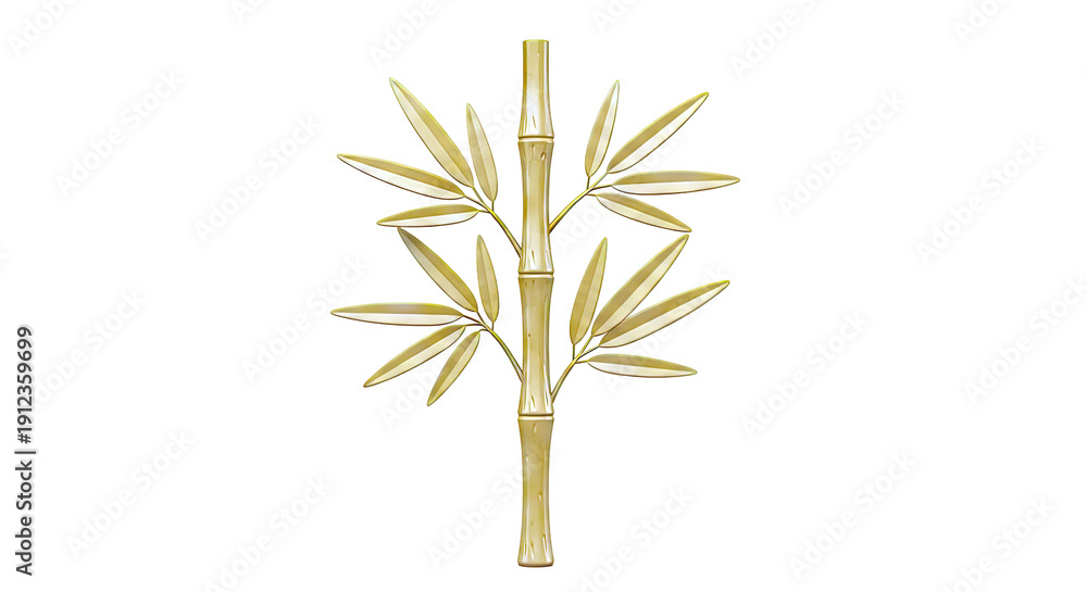 Obraz premium Stylized Bamboo Branch with Leaves