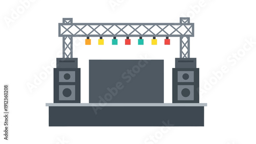 Stage with speakers and lights.