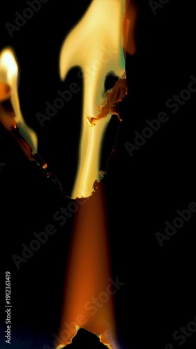 Vertical Burning Paper Transition Cinematic Fire Overlay