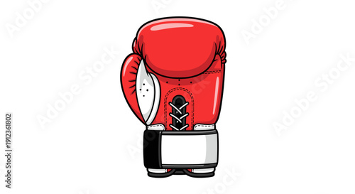 Red boxing glove in a cartoon style isolated on white background  