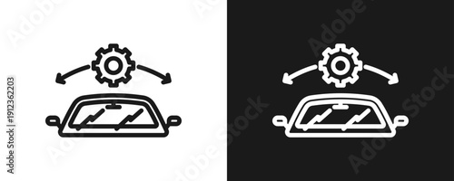 Wiper Icon Set Outline In White And Black Background