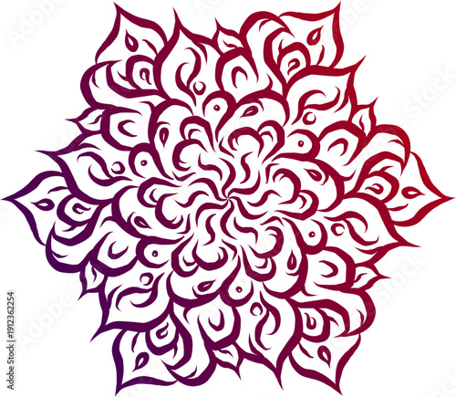 Elegant purple and red floral mandala design isolated on white