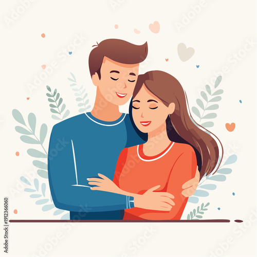 Illustration d’un couple s’enlaçant tendrement