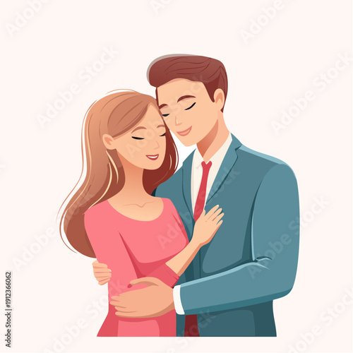 Illustration d’un couple s’enlaçant tendrement