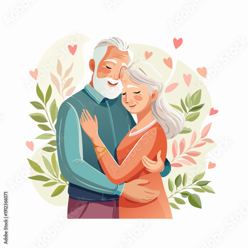 Couple musulman âgé, enlacé avec tendresse