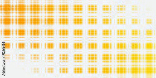Yellow halftone pattern. Bright orange pixelated dotted texture overlay. Cartoon pop art faded gradient pattern. Retro comic gradient background. Vector backdrop for poster, banner, advertisement