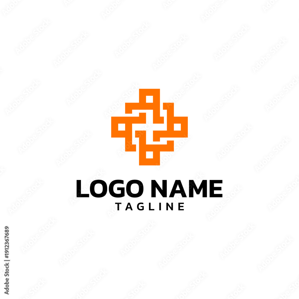 Obraz premium Abstract digital plus sign logo technology concept