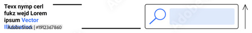 Web search, interface design, online research, text entry, user experience, digital tools. A search bar with a magnifying glass icon and placeholder text. Web search and interface design concept