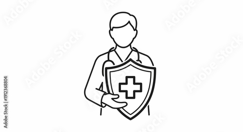 Doctor holding medical shield protection.
