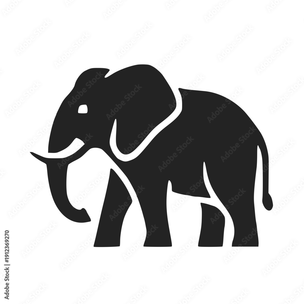 Fototapeta premium Big African elephant side view black silhouette vector icon