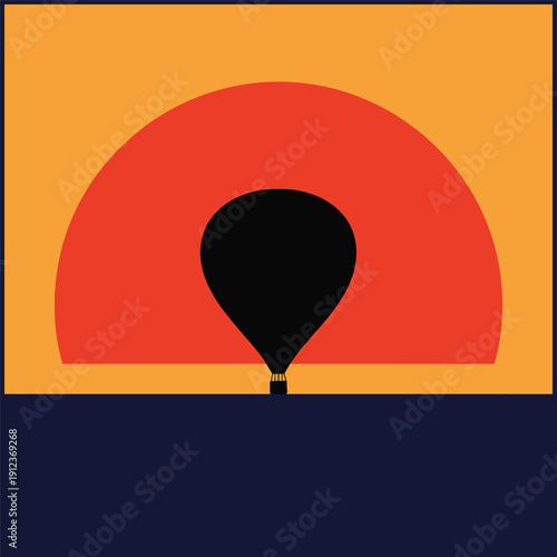 Black Hot Air Balloon Silhouette.