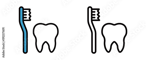 シンプルな歯とハブラシのイラスト素材 | デンタルクリニックや衛生習慣の図解