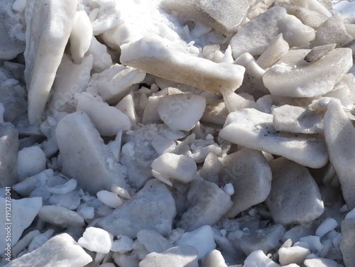 Photography Broken up pieces of dirty ice snow, creating an interesting texture