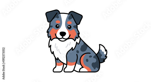 Adorable cartoon dog illustration with playful and charming design sitting calmly
