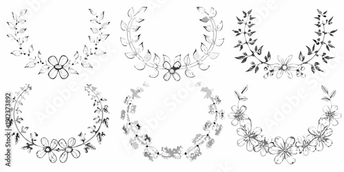 Floral wreaths and branches a collection of delicate botanical sketches