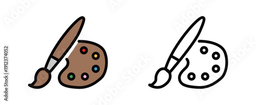 絵の具のパレットと画筆のベクター素材 | 創作活動やアートワークの図解デザイン