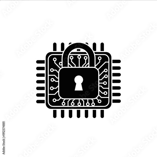 Secure Computer Chip with Lock and Circuitry.