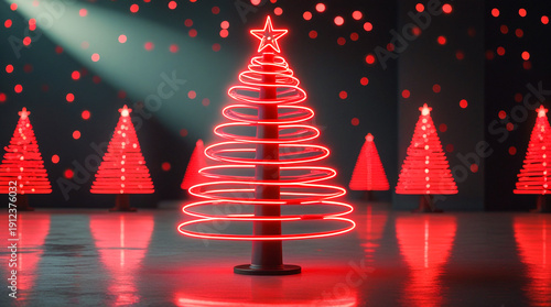 christmas tree on red background