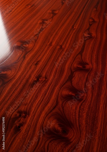 Polished Wood Texture with Rich Mahogany Color and Grain Detail