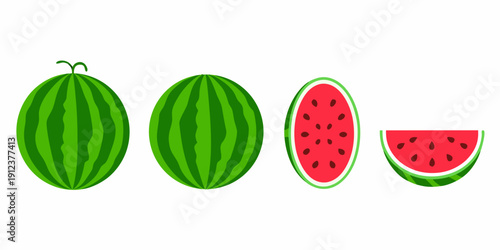 Illustrative depiction of watermelons in various stages of preparation