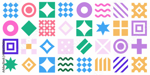 Photography Colorful geometric patterns arranged in a grid like formation