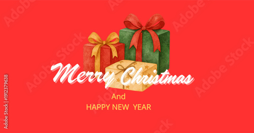 Red background and merry Christmas