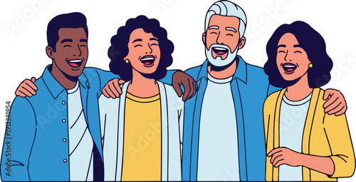 Happy Senior Couple Laughing Isolated Transparent Background Flat 2D Vector Illustration