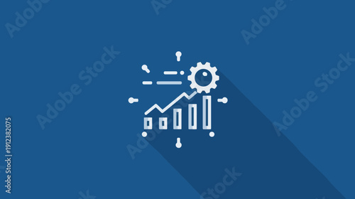 Business Analytics Growth Icon, Data Visualization, Technology Environment, Minimalist Design, Flat View