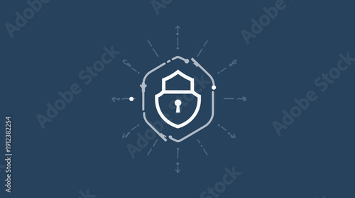 Automation Icon with Shield Design in Digital Environment