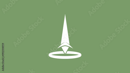 Abstract Compass Arrow Emblem on Green Background Minimal Navigation Vector Logo Design.