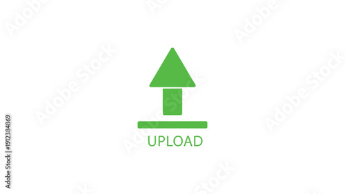 Minimalist Green Upload Arrow Icon with Text on White Background Vector Logo Design.