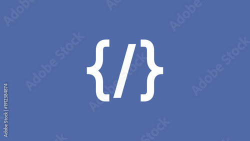 Minimalist Programming Code Brackets and Slash Icon on White Background Vector Logo Design.