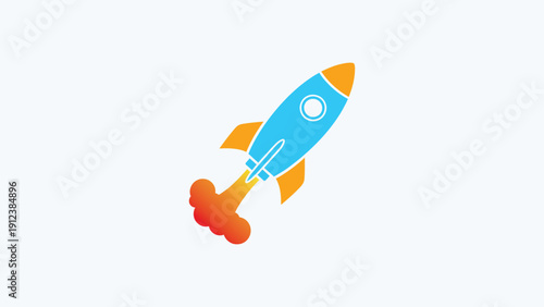 Futuristic Rocket Launch Icon with Smoke Trail on White Background Vector Logo Design.