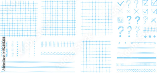 Hand drawn elements for notes and designs simple sketch lines and checkmarks on transparent background