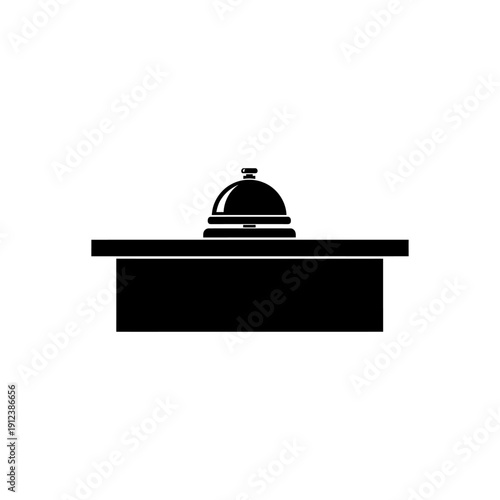 flat illustration silhouette icon of service bell on reception desk