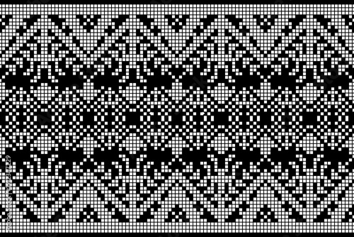 Traditional Ethnic Geometric Pixel Embroidery Seamless Border Pattern Collection