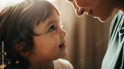 Tender Moment Between Adult and Child Indoors.