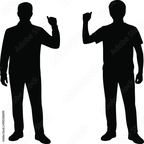 Man Showing Thumbs Up Silhouette Vector Illustration of Positive Approval Gesture Isolated on Light Background for Success, Feedback and Support Concept